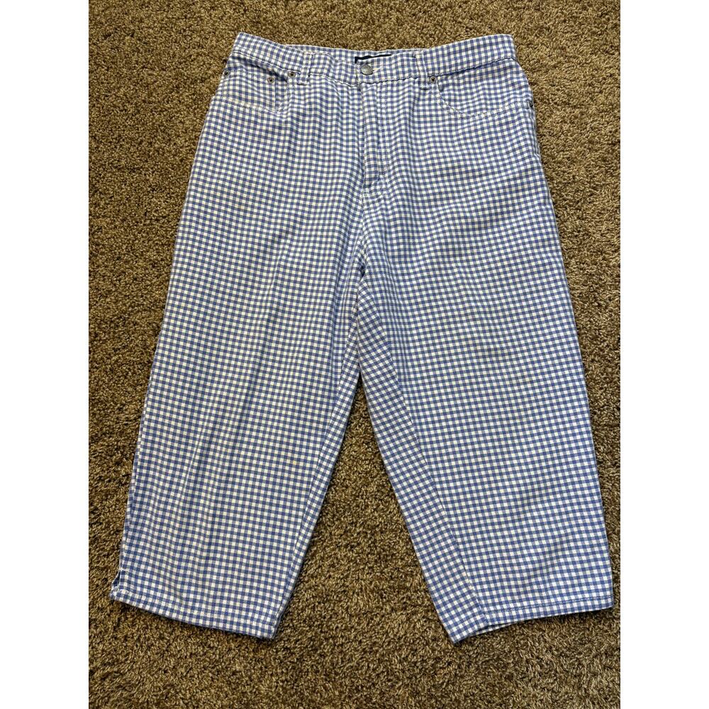 Bill Blass Jeans Blue Gingham Easy Fit Cari Capri Pants Womens Size 10P